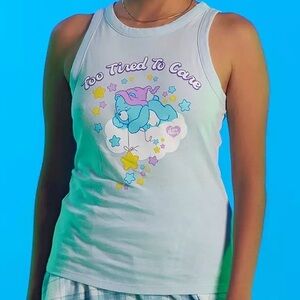 Care Bears Hot Topic Too Tired To Care Pastel Blue Tank Top